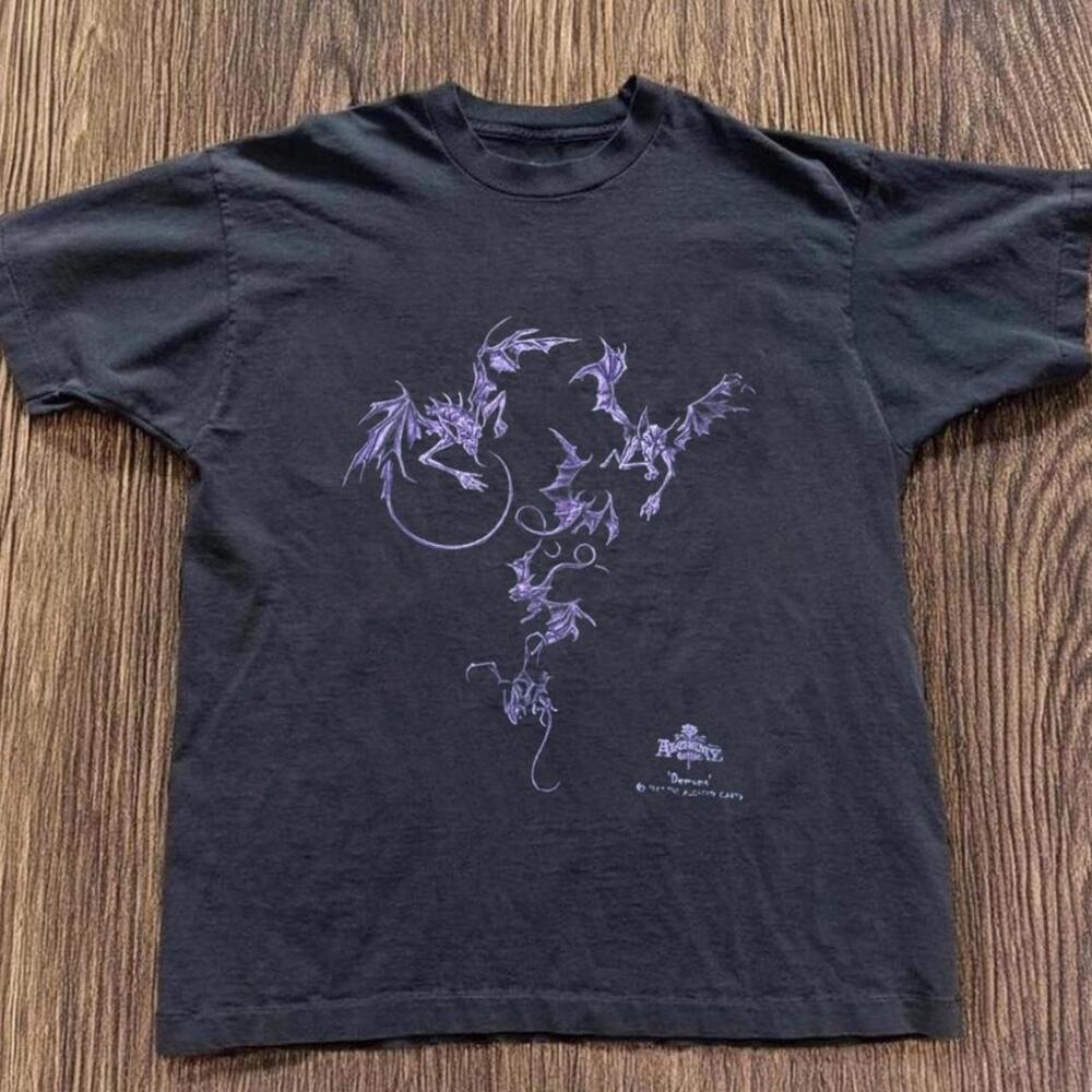 Gildan Men Black T-Shirt, Purple & Black Dragon Graphic Tee